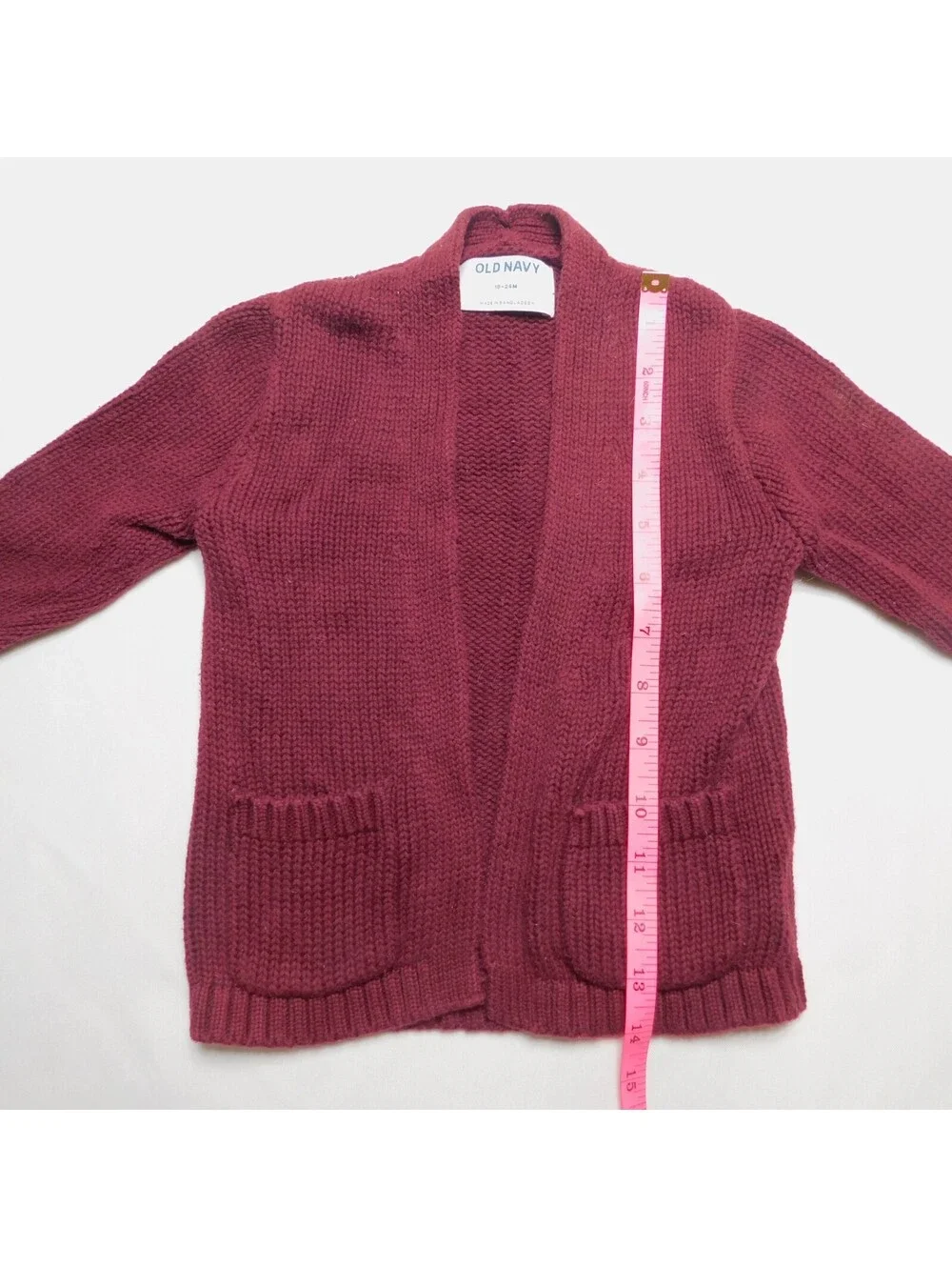 Old Navy Baby Toddler Knit Cardigan Sweater 18-24M Burgundy Maroon Open Front